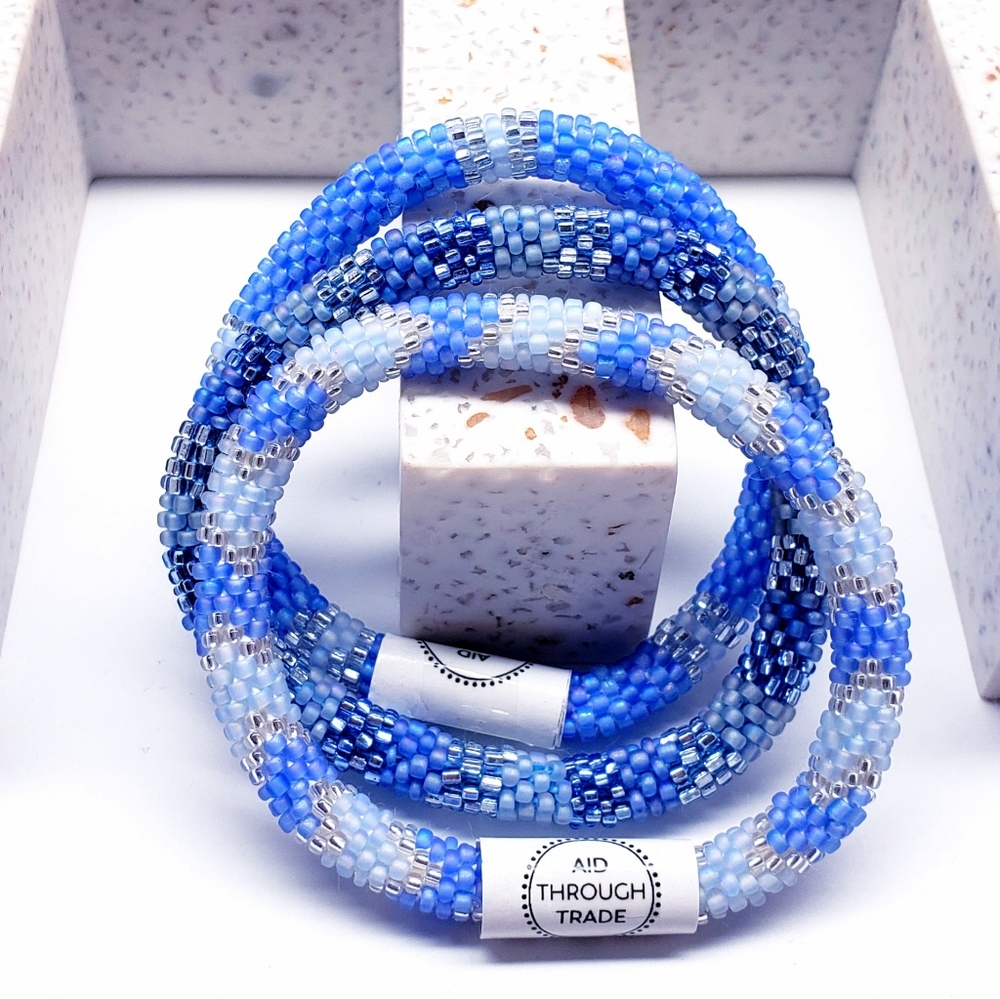 BOARDWALK -Original Roll-On® Bracelets, 7" round, made in Nepal #4 (3 pieces)